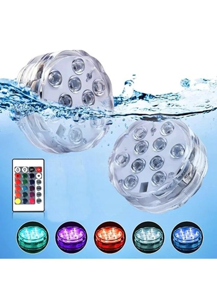 Rgb LED Su Altı Işıkları Kumandalı Havuz-Akvaryum-Nargile- Çiçek Vazoları Ledi -1 Adet