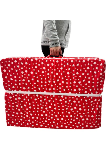 Katlanır Minder Yer Minderi Süngerli Minder Taşınabilen Tek Kişilik 80X180 Kırmızı Yıldız 6 cm modelleri