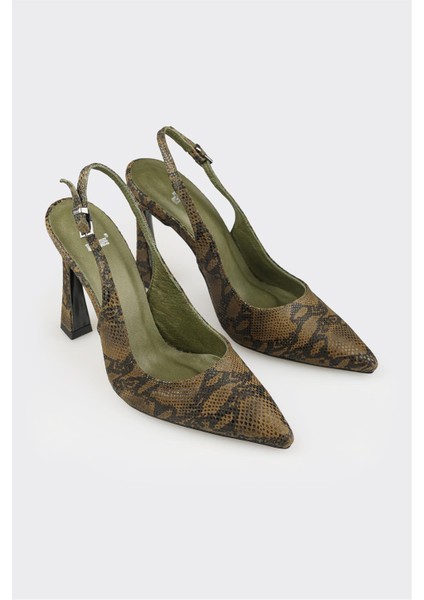 Yeşil Deri Kadın Topuklu Ayakkabı fiyatları