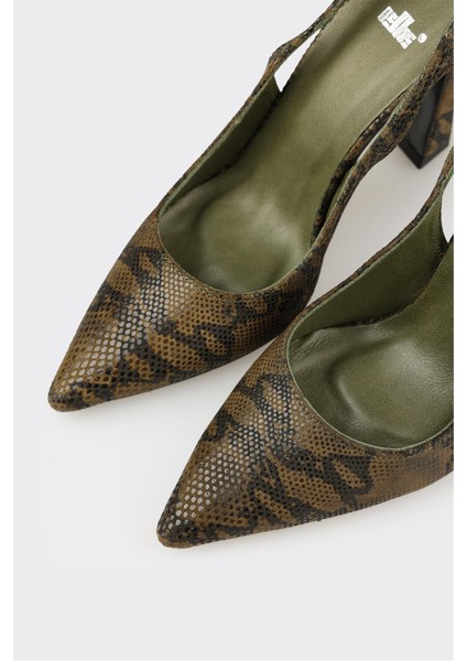 Yeşil Deri Kadın Topuklu Ayakkabı fırsatları