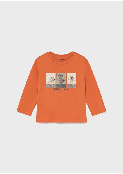 Skate Hologramlı Sweat Beli Paçası Lastik Pantolon Takım (01-04 Yaş Arası) - Bej-Turuncu fiyatları