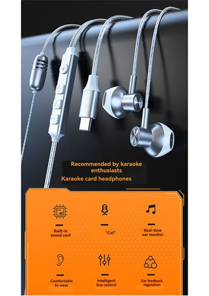 K20 K Şarkı Ses Kartı Kulaklık Kulak Iade Ayarı Canlı Kulaklık 20-20KHZ Type-C 1.2m Hd Gürültü Azaltma Siyah (Yurt Dışından) fiyatları