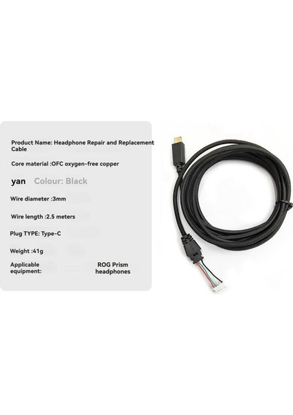Asus Rog Delta / Rog Delta S USB Type-C Oyun Kulaklık Kablosu Aux Tel Kulaklık Kablo Hattı Için Örgülü Tel (Yurt Dışından) indirimleri