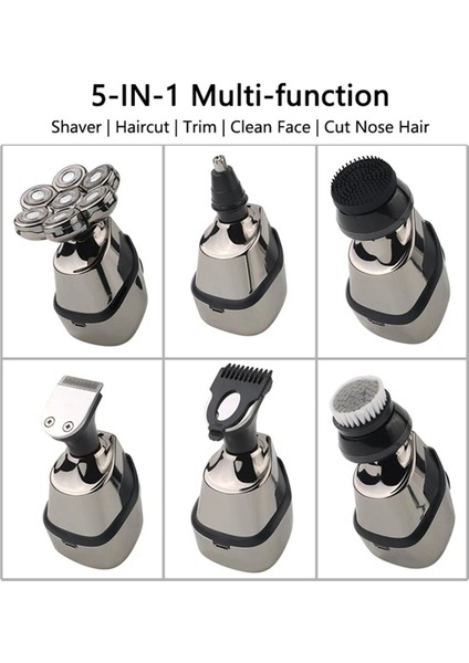 5'i 1 Arada 4d Erkek Kel Elektrikli Tıraş Makinesi 7 Yüzen Bıçak Sakal Burun Kulak Kılı Düzeltici Erkek Yüz Temizleme Fırçası (Yurt Dışından) fırsatları