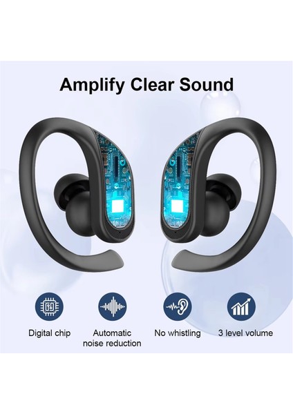 2 Adet Şarj Çantası ile Yardımcı Dinleme Kulaklıkları, Kulak Gürültüsünü Azaltmada Mini, Yaşlı Işitme Cihazı Amplifikatörü Siyah (Yurt Dışından) modelleri