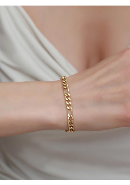 14 Ayar Altın Kalın Figaro Zincir Bileklik