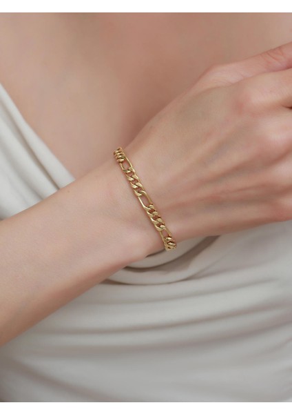 14 Ayar Altın Kalın Figaro Zincir Bileklik fiyatları