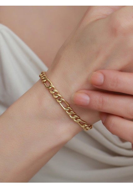 14 Ayar Altın Kalın Figaro Zincir Bileklik modelleri