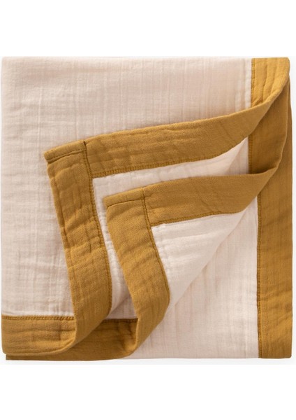 Kalın Biyeli Dört Kat Ham Battaniye 85X90 hardal