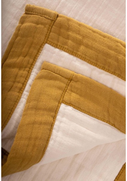 Kalın Biyeli Dört Kat Ham Battaniye 85X90 hardal