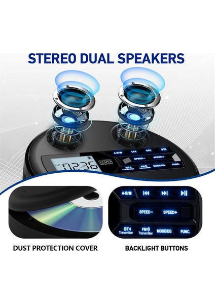 Bluetooth, Fm, Kulaklık, Tekrarlayıcı, Öğrenme Makinesi, USB Stereo Hoparlör Black ile Çok Fonksiyonlu Discman CD Çalar (Yurt Dışından) modelleri