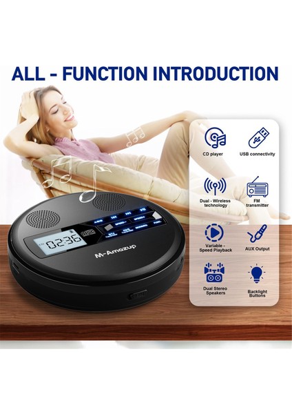 Bluetooth, Fm, Kulaklık, Tekrarlayıcı, Öğrenme Makinesi, USB Stereo Hoparlör Black ile Çok Fonksiyonlu Discman CD Çalar (Yurt Dışından) indirimleri