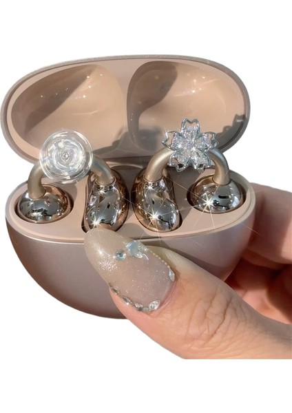 Yanıp Sönen Kiraz Çiçekleri Kulak Klibi Aksesuarları Zirkon Kulaklık Takılar Ows Kulaklıklar Için Moda Takı Hediyesi Kadınlar Için (Yurt Dışından)