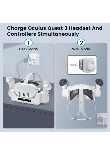 Oculus/meta Quest 3 Şarj Rıhtım, Kulaklık Tutucu (2 Pil Ile), Duvar Montajı (Quest 3s ile Uyumlu Değil) (Yurt Dışından) modelleri