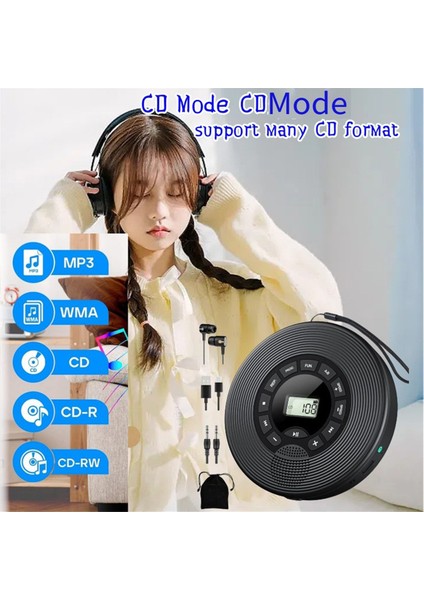 1500MAH Bluetooth CD Çalar Fm Verici Kulaklık Aux USB Anter-Skıp Taşınabilir Discman Araba Için (Yurt Dışından) fırsatları