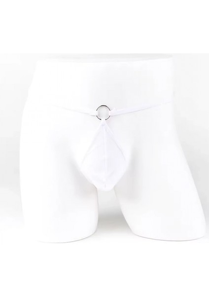 Fantezi Beyaz Transparan Halkalı Tül Erkek String Seksi Erkek Iç Çamaşırı