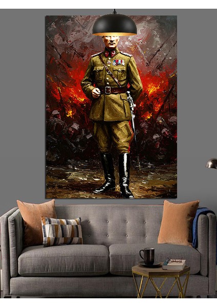 Mustafa Kemal Atatürk Askeri Üniformalı Dekoratif Kanvas - Mdf Ahşap Tablo fiyatları