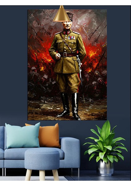 Mustafa Kemal Atatürk Askeri Üniformalı Dekoratif Kanvas - Mdf Ahşap Tablo modelleri