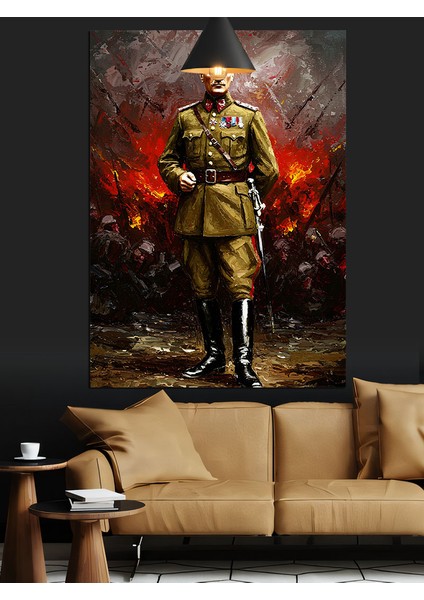 Mustafa Kemal Atatürk Askeri Üniformalı Dekoratif Kanvas - Mdf Ahşap Tablo fırsatları
