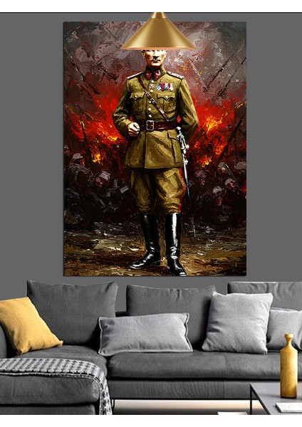 Mustafa Kemal Atatürk Askeri Üniformalı Dekoratif Kanvas - Mdf Ahşap Tablo indirimleri
