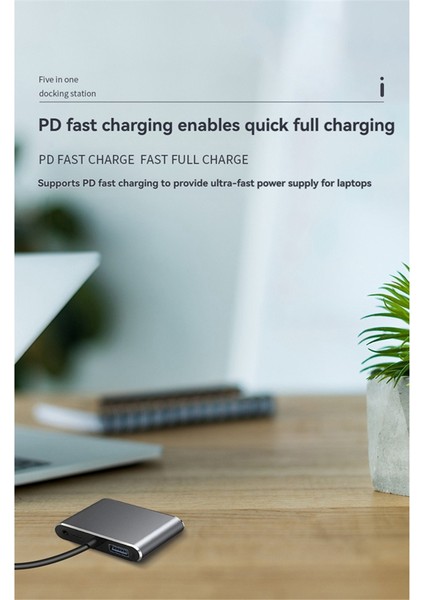 Çeşitli Cep Telefonu Tabletleri ve Bilgisayarlar Için HDMI Uyumlu+Vga+Usb+Pd+Kulaklık Bağlantı Noktaları ile 5 Arada (Yurt Dışından) modelleri