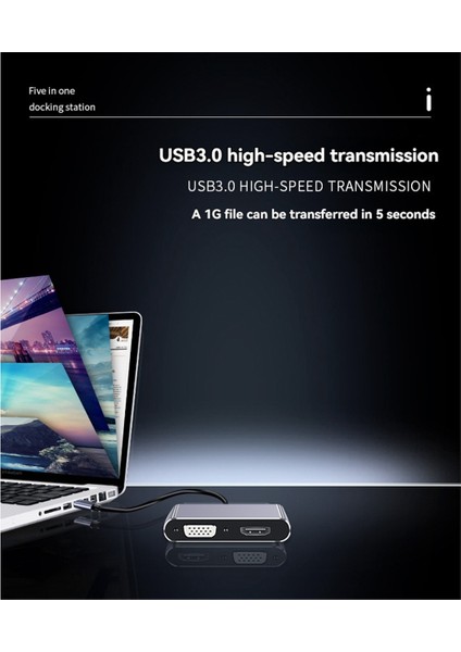 Çeşitli Cep Telefonu Tabletleri ve Bilgisayarlar Için HDMI Uyumlu+Vga+Usb+Pd+Kulaklık Bağlantı Noktaları ile 5 Arada (Yurt Dışından) fırsatları