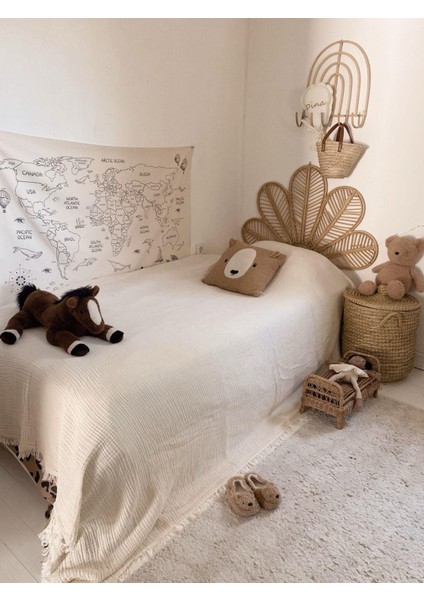 Müslin Dört Kat Yatak Örtüsü 200x220 Cm Naturel fırsatları