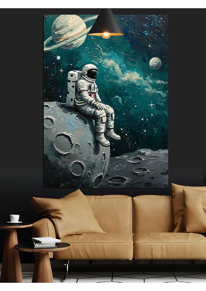 Uzaydaki Astronot Dekoratif Kanvas - Mdf Ahşap Tablo fiyatları