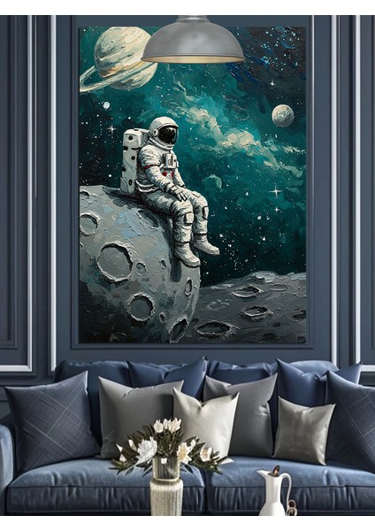 Uzaydaki Astronot Dekoratif Kanvas - Mdf Ahşap Tablo fırsatları