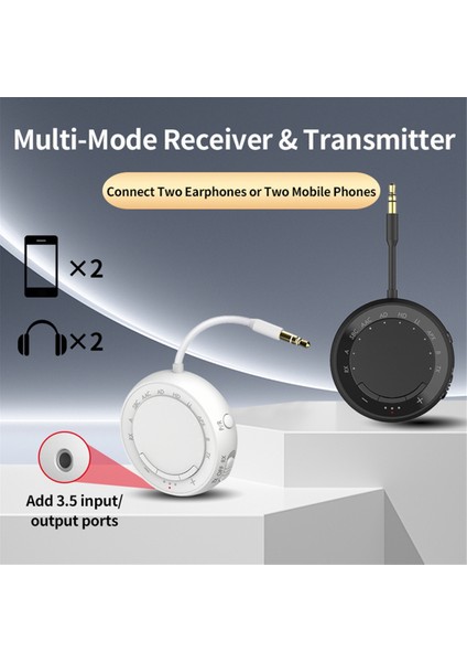 Bluetooth 5.4 2 Kulaklık Için Verici Alıcı Düşük Gecikme/hd Aux Kablosuz Ses Bluetooth Uçak Adaptörü Beyaz (Yurt Dışından) modelleri