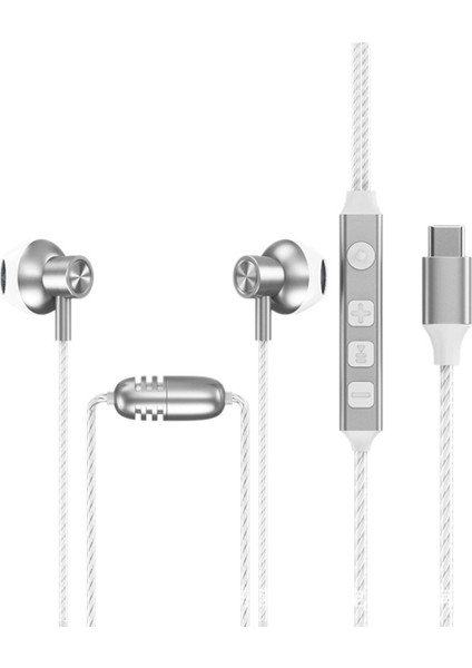 K20 K Şarkı Ses Kartı Kulaklıklar Kulak Içi Kulak Ayarı Canlı Kulaklık 20-20KHZ Tip-C 1.2m Hd Gürültü Azaltma Beyaz (Yurt Dışından)