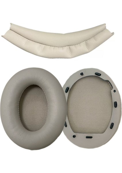 Yedek Pu Earpads &amp; Head Bandı Kapağı Sony WH-1000XM4 Konforlu Kulaklık Yastıkları Krem Beyaz (Yurt Dışından)