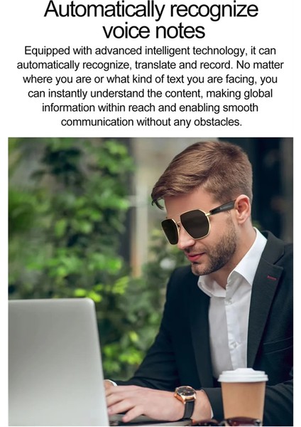 W100C Smart Ai Çeviri Gözlükleri Çok Dilli Ses Tercüman Gözlükler Bt Müzik Kulaklık Güneş Gözlüğü Unısex (Yurt Dışından) fiyatları