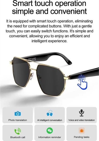 W100C Smart Ai Çeviri Gözlükleri Çok Dilli Ses Tercüman Gözlükler Bt Müzik Kulaklık Güneş Gözlüğü Unısex (Yurt Dışından) modelleri