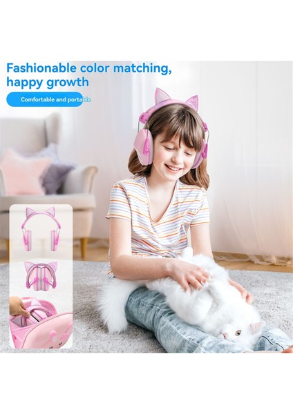 Pembe Kedi Kulakları Çocuklar Kulaklıklar Çalışma ve Uyku Gürültü Engelleme Için Çocuklar Için Ayarlanabilir Karşıtı Işitme Koruyucusu (Yurt Dışından) indirimleri