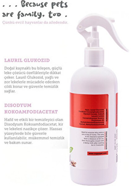 Kedi Leke Temizleyici Sprey Doğal İçeriklerle 400 ml Güçlü Temizlik Sağlar