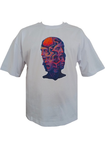 Beyaz Oversize Tişört - Corrupted By Awareness