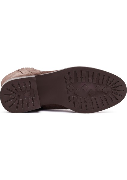 Kadın Vizon Fermuarlı Kısa Kalın Topuklu Süet Deri Bot 25WFD360610 indirimleri