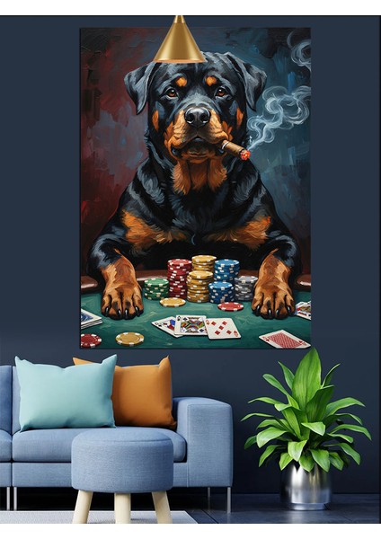 Puro Içen Kumarbaz Köpek Dekoratif Kanvas - Mdf Ahşap Tablo fiyatları