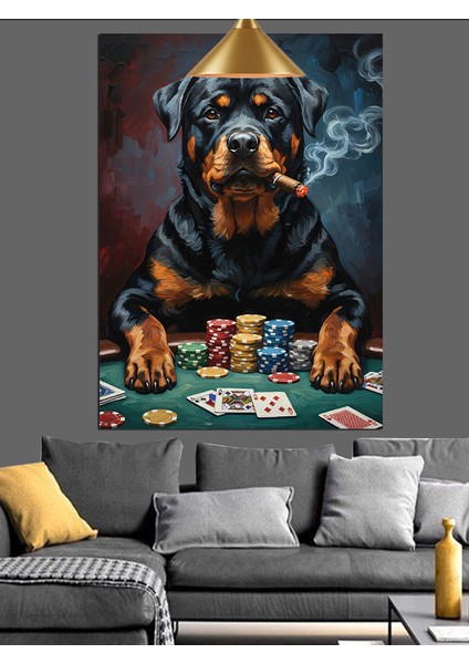 Puro Içen Kumarbaz Köpek Dekoratif Kanvas - Mdf Ahşap Tablo fırsatları