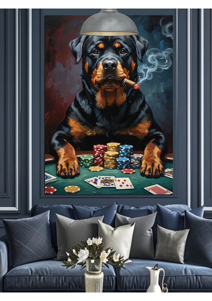 Puro Içen Kumarbaz Köpek Dekoratif Kanvas - Mdf Ahşap Tablo indirimleri