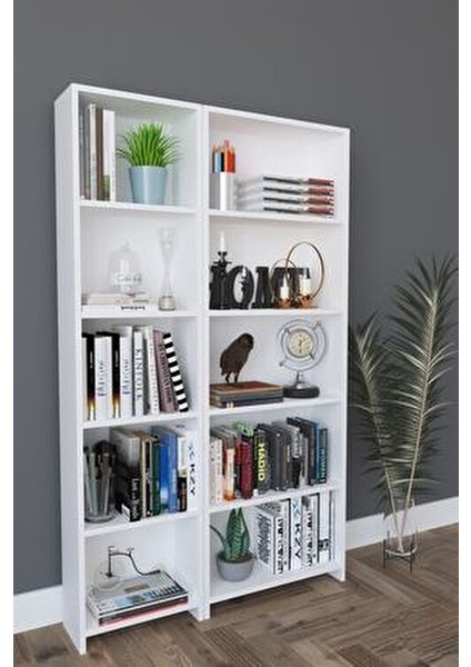 Beyaz 10 Raflı Kitaplık Modern Tasarım 169 cm Yükseklik 20 cm Derinlik modelleri