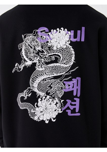 Xsıde Siyah Uzun Kollu Baskılı Erkek Kalın Hoodie modelleri