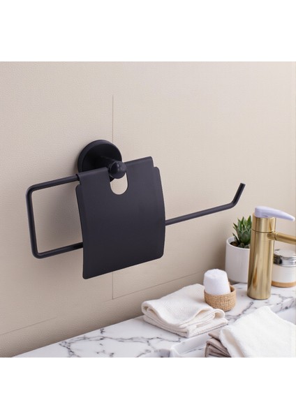 Kapaklı Kağıt Havluluk Banyo Tuvalet Mutfak Için Duvar Tipi Vidalı Montaj Modern Aksesuar Siyah modelleri