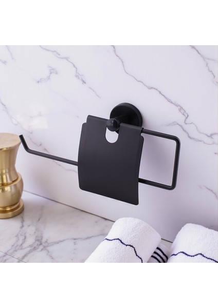Kapaklı Kağıt Havluluk Banyo Tuvalet Mutfak Için Duvar Tipi Vidalı Montaj Modern Aksesuar Siyah fırsatları