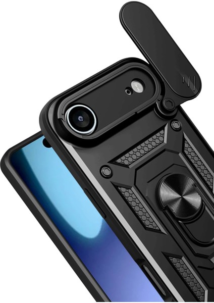 Apple iPhone 17 Air Uyumlu Magnetik Standlı Kamera Korumalı Sürgülü Kapak modelleri