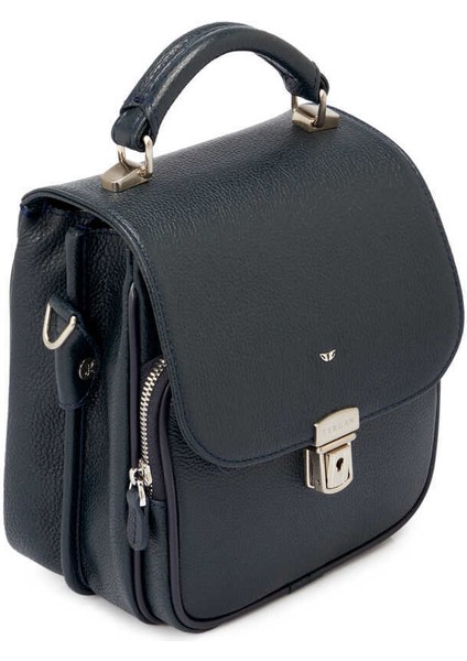 Lacivert Hakiki Deri Erkek Çapraz Askılı Çanta - S1AC00002928-X86