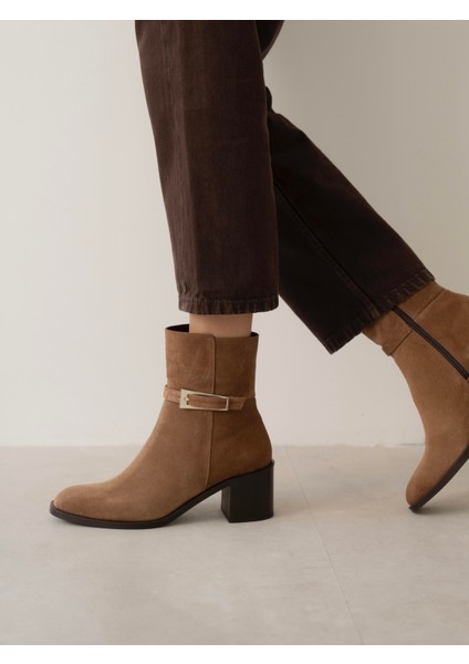 Sutalo Camel Süet Hakiki Deri Bot