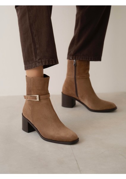 Sutalo Camel Süet Hakiki Deri Bot