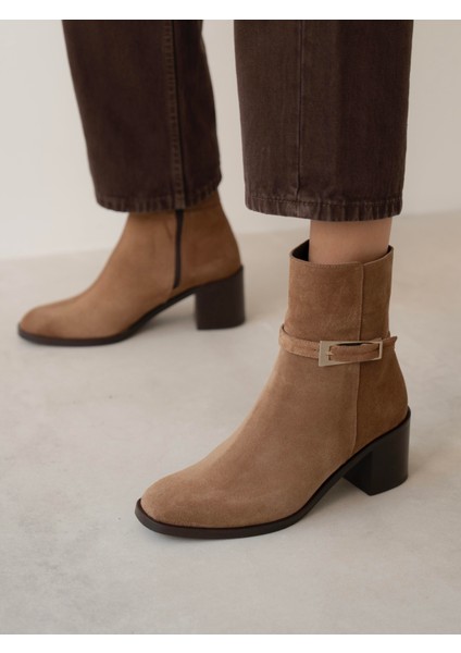 Sutalo Camel Süet Hakiki Deri Bot